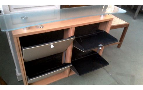 MEUBLE A CHAUSSURES A ABATTANTS FRENE LOOK NATTE GLACE