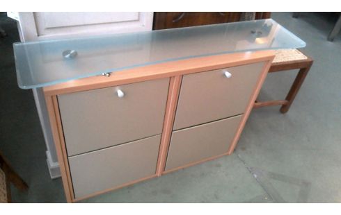 MEUBLE A CHAUSSURES A ABATTANTS FRENE LOOK NATTE GLACE