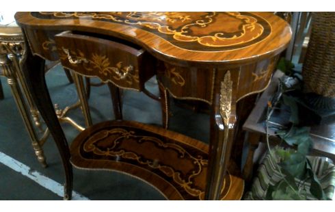 TABLE CONSOLE, , MARQUETERIE CUIVRE 1 TIROIR