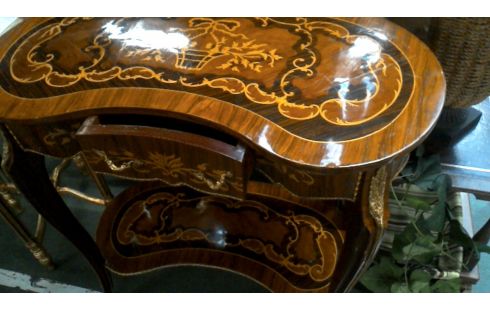 TABLE CONSOLE, , MARQUETERIE CUIVRE 1 TIROIR