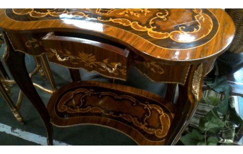 TABLE CONSOLE, , MARQUETERIE CUIVRE 1 TIROIR