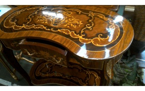 TABLE CONSOLE, , MARQUETERIE CUIVRE 1 TIROIR