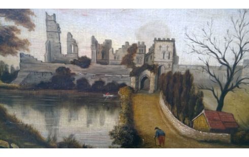 SCHILDERIJ KASTEELRUINE ZILV KADER