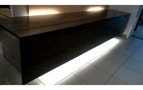 NIEDRIGES BUFFET IM VINTAGE-STIL WENGE BELEUCHTET 2 SCHUBLADEN