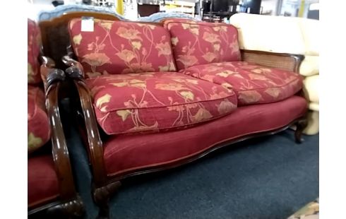 BANQUETTE AVEC SES 2. BERGÈRE BOIS ET CANAGE