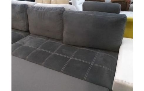 CANAPE D'ANGLE CONVERTIBLE GRIS ET BLANC (ABIME)