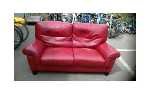 CANAPE CUIR ROUGE  BUROV PLUME D'OIE 