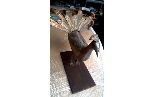 ESTATUA, , PAVO REAL COBRE AÑADA