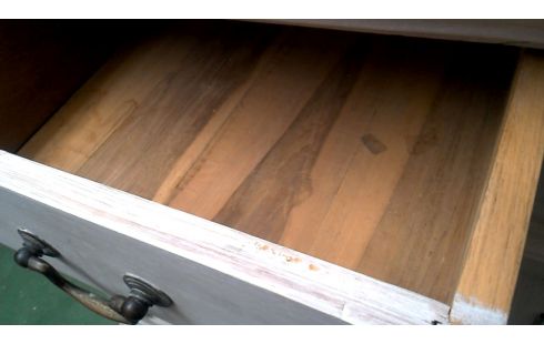 NIEDRIGES BUFFET TEAKHOLZ BLEIWEISS 4 TÜREN / 4 SCHUBLADEN