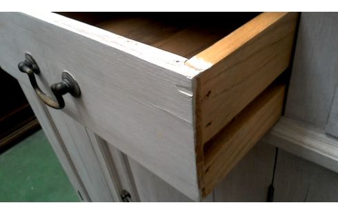 NIEDRIGES BUFFET TEAKHOLZ BLEIWEISS 4 TÜREN / 4 SCHUBLADEN