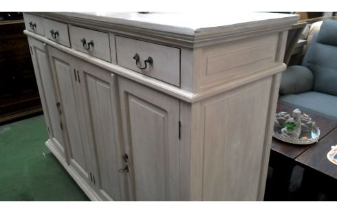 NIEDRIGES BUFFET TEAKHOLZ BLEIWEISS 4 TÜREN / 4 SCHUBLADEN