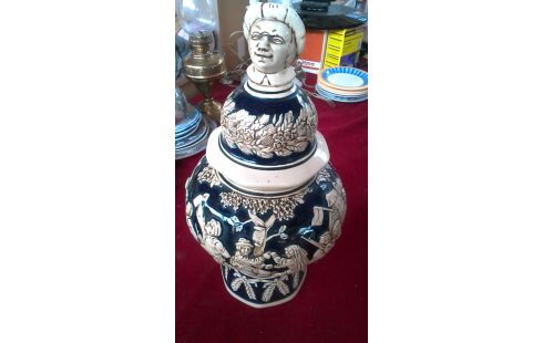 DEKSELVAAS ECRU KOBALT