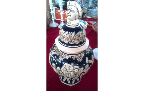 DEKSELVAAS ECRU KOBALT