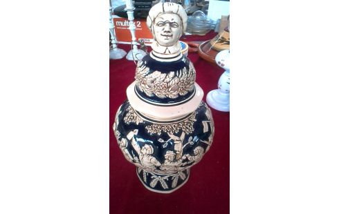 DEKSELVAAS ECRU KOBALT