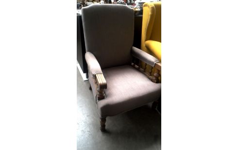 SILLÓN DE CUERO CLUB NOGAL TEJIDO PARDO