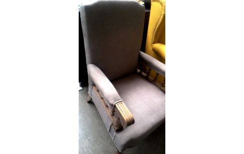 SILLÓN DE CUERO CLUB NOGAL TEJIDO PARDO