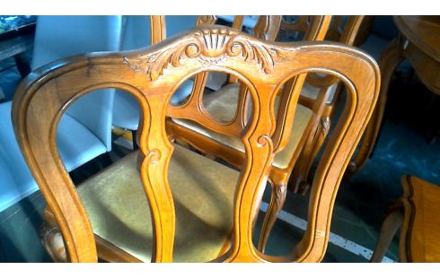 4 CHAISES TISSU BEIGE CHENE STYLE LOUIS XV