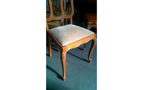 4 CHAISES TISSU BEIGE CHENE STYLE LOUIS XV