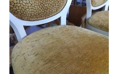 LOT DE 4 4 CHAISES VELOURS STYLE LOUIS PHILIPPE (TRACES GRIFFURES)