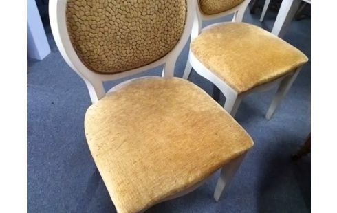 LOT DE 4 4 CHAISES VELOURS STYLE LOUIS PHILIPPE (TRACES GRIFFURES)