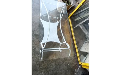 TABLE BASSE VERRE FER FORGÉ