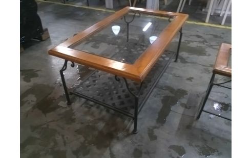 TABLE BASSE METAL BOIS VERRE