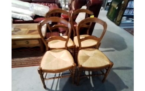 4 CHAISES MERISIER PAILLEES