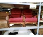 FAUTEUIL BOIS TISSU ROUGE