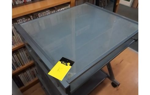 BUREAU INFORMATIQUE METAL AVEC VERRE