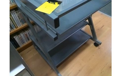 BUREAU INFORMATIQUE METAL AVEC VERRE