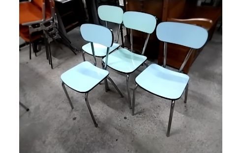 4 CHAISES FORMICA BLEUES VERTES