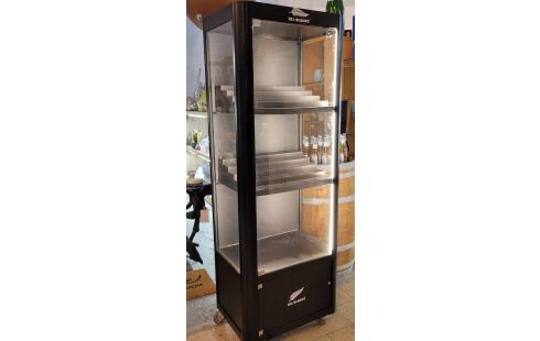 VITRINE NOIRE A ROULETTES + CLE