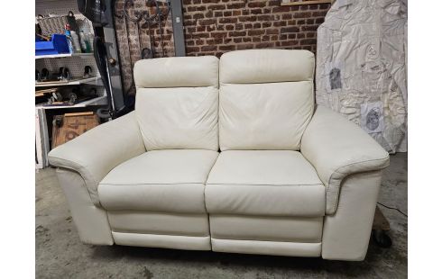 CANAPE 2 PLACES CUIR CRÈME RELAX ÉLECTRIQUE