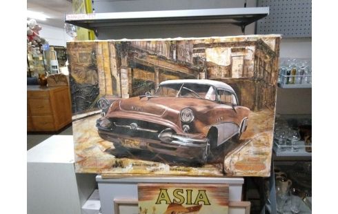 HUILE SUR TOILE VOITURE AMÉRICAINE