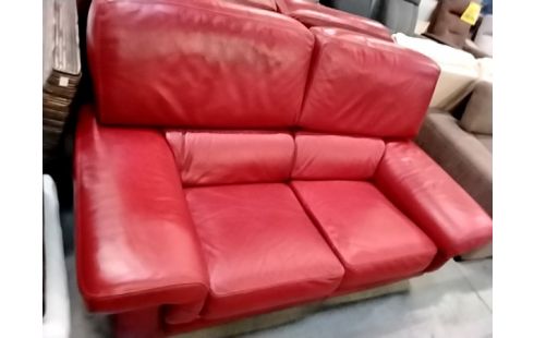 CANAPE CUIR ROUGE 2 PLACES