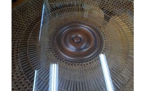 TABLE BASSE RONDE STYLE LOUIS XV AVEC VERRE