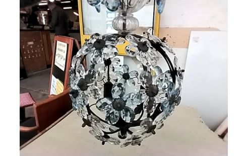 SUSPENSION ANCIENNE VERRE FLEURS