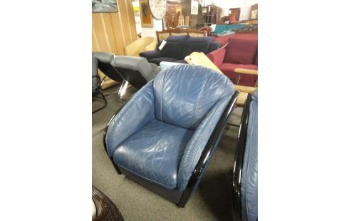 FAUTEUIL CUIR BLEU