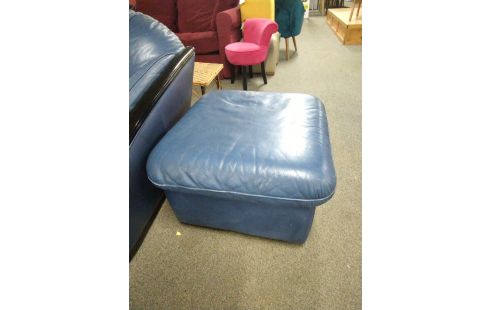 POUF CUIR BLEU
