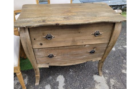COMMODE DE STYLE PIN FONCE 2 TIROIRS