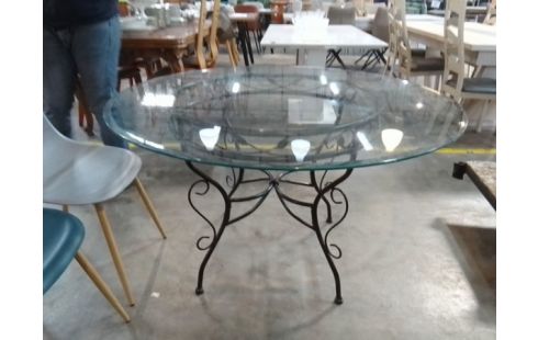 TABLE RONDE EXTERIEUR PLATEAU VERRE