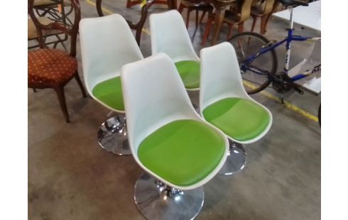 4 CHAISES VINTAGE ASSISE VERTE