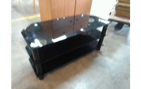 MEUBLE TV VERRE TREMPÉ NOIR