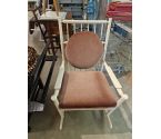 ROCKING CHAIR BOIS PEINT ASSISE TISSU ROSE