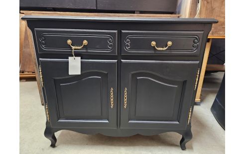 ARMOIRE PEINTE NOIR 2 PORTES 2 TIROIRS+CLE