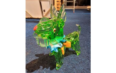 CHIEN MURANO VERT 27CM