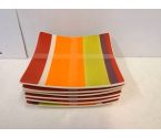 LOT D'ASSIETTES CARREES COLOREES