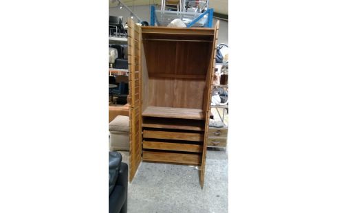 MEUBLE EN TECK 2 PORTES ETAGERES+TIROIRS