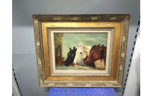 HUILE SUR PANNEAU CHEVAUX