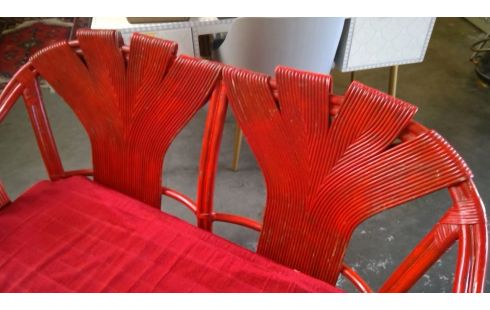 SESSEL 1 IM VINTAGE-STIL BAMBUS ROT